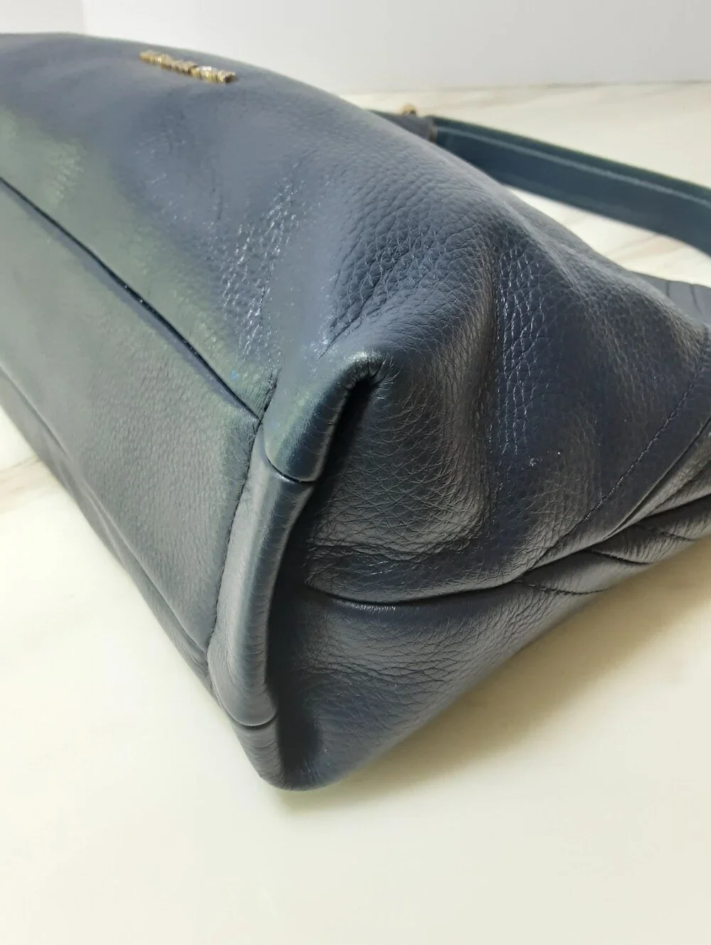 MICHAEL KORS Aria Navy Blue Pebble Leather Hobo Shoulder Bag - EUC